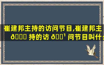 崔建邦主持的访问节目,崔建邦主 🍁 持的访 🌹 问节目叫什么